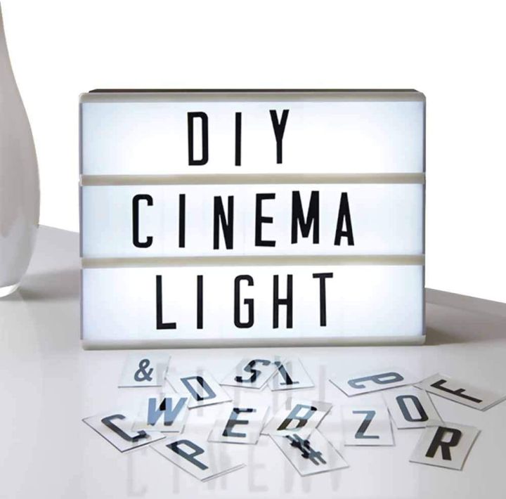 LED Light Up Box Cinematic Message Board Cinema Letters Numbers DIY
