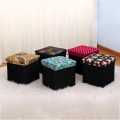 Ottoman Storage Stool/Box Chair with PVC Leather Printed Lid (COMES IN RANDOM PATTERNS)). 