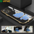 UCUC for Realme 9 Pro / OnePlus Nord CE 2 Lite 5G Back Cover + kitty Mirror Holder Luxury 6D Plating Phone Case. 