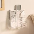 New Double Grid Remote Control Storage Box Wall-mounted Transparent Acrylic Shelfs Multi-function Desktop Storage Container. 