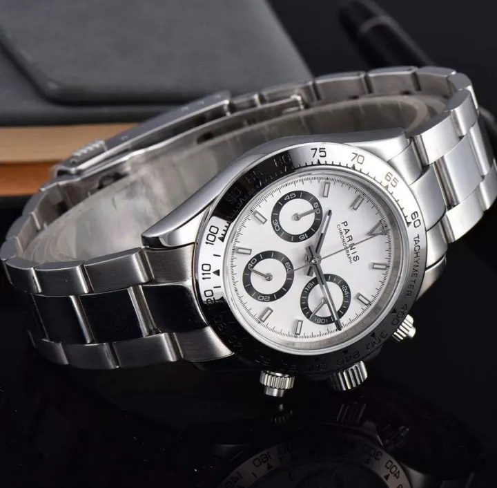 PARNIS%2040Mm%20Daytona%20Chronograph%20Silver%20Bezel%20White%20Dial%20Men%E2%80%99S%20Watch%20-%20Image%204