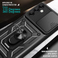 Vantime for Samsung Galaxy A24 4G Case Stand Slide Lens Cover Shockproof Hard Phone Back Casing. 