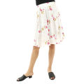 White Cotton Flower Printed Skirts For Women. 