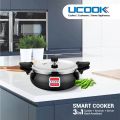 UNITED UCOOK 3 in 1 Smart 3 Litres Hard Anodised Induction Based With Outer Lid Cooker ( Cooker + Strainer + Server ). 