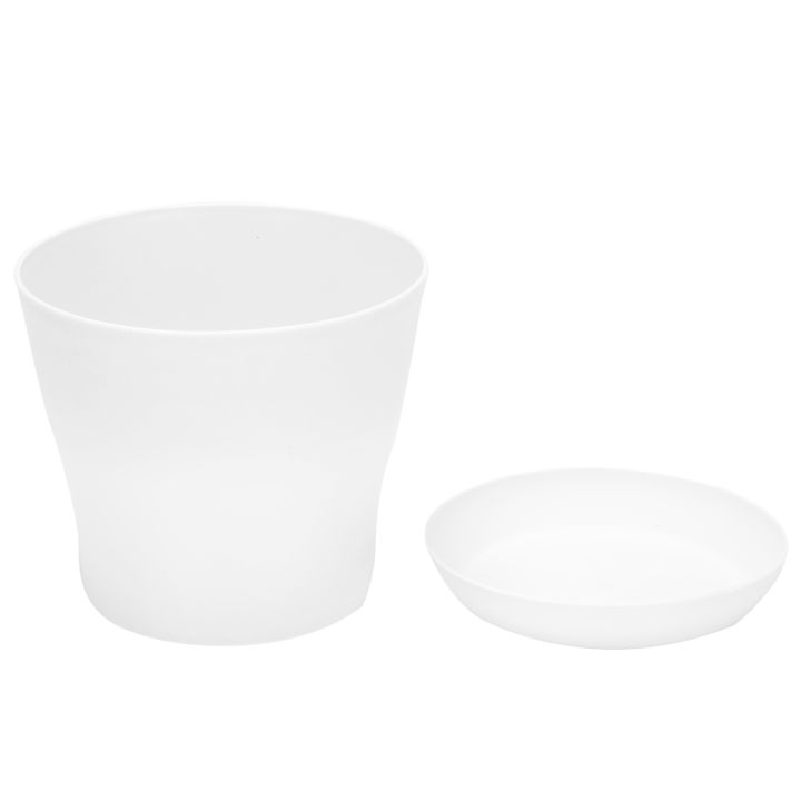 fasdaga%205X%20Plastic%20Plant%20Flower%20Pot%20Planter%20with%20Saucer%20Tray%20Round%20Gloss%20Home%20Garden%20Decor,%20White%20Upper%20-%2017cm/6.69inch%20-%20Image%203