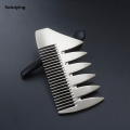 Sutuiying 2pcs men's portable metal stainless steel hair comb and creative High Quality styling beard comb, can hold pocket comb styling tools. 