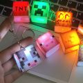 Mini Figure Cartoon Mini Figure LED Keychain Kids Design LED Light Luminous Keychain Car Backpack Luminous Effect Game Cube Keychain Kids Gift. 