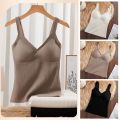 Soft V-neck Sleeveless Warm Underwear Seamless Bottoming Shirt Warm Slimming Vest Top Stripe Winter Thermal Vest Autumn Winter. 