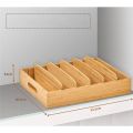 Kitchen Cabinet Organizer Container Lids Bamboo Drawer Box with Adjustable Dividers, Kitchen Storage and Organization. 