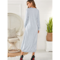 Solid Color Zipper Abaya Dresses for Women Girls Pockets Islamic Prayer Clothes Grey XL. 