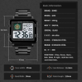 SKMEI 2033 for Men Unique Digital Watch Cool Led Analog Quartz Wristwatch 3-Time Zone Large Face Stopwatch Square Chronograph Watch(30M Waterproof, 12/24H Calendar, Alarm - Black. 