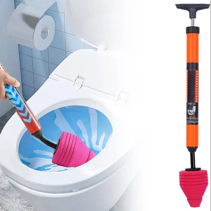 High Pressure Air Blaster Plunger - Stainless Steel Toilet & Drain Unclogging Tool Kit With Multiple Plugs