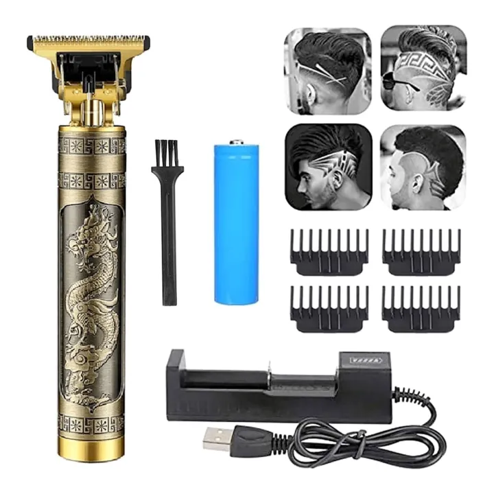 Vintage%20T9%20Full%20Alloy%20Metal%20Body%20USB%20Rechargeable%20Professional%20Hair%20Trimmer%20Beard%20Shaver%20Clipper%20With%204%20Limit%20Comb%20-%20Image%202
