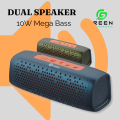 Green Melody-10 | Wireless Bluetooth Speaker | 11 Hours | Dual Speaker | 10 Watt | Mega Bass |  TWS | Battery Percentage Indicator. 