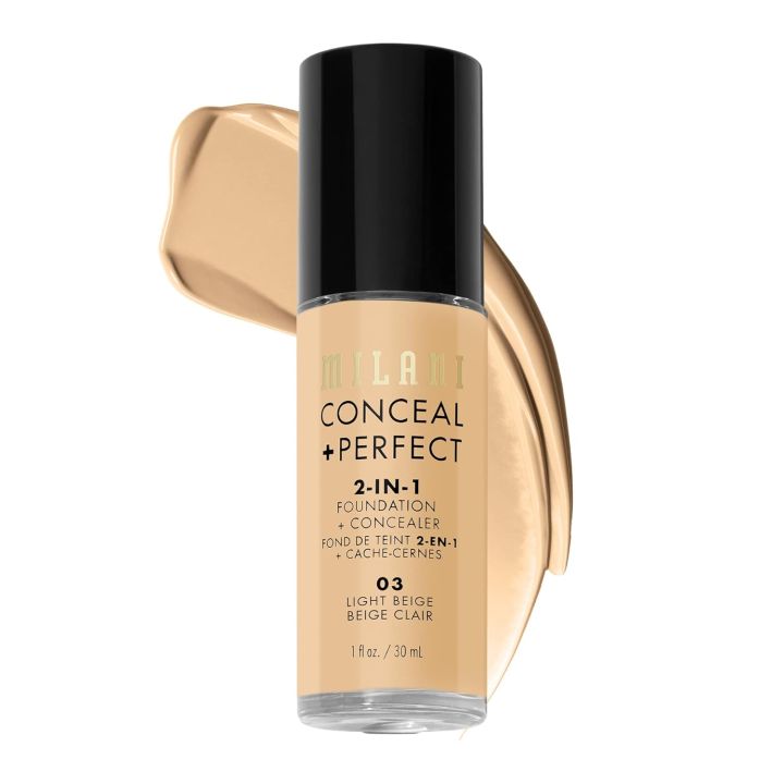 Milani Conceal + Perfect 2-in-1 Foundation + Concealer (30ml) - 03 Light Beige - Water-Resistant & Full Coverage