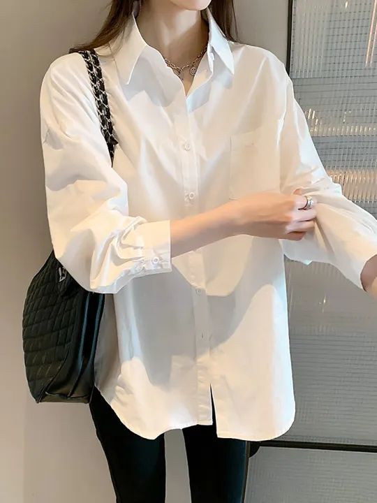 White%20shirt%20women's%202025%20new%20Korean%20version%20of%20the%20design%20sense%20niche%20foreign%20style%20top%20to%20wear%20a%20versatile%20casual%20shirt%20wholesale%20-%20Image%206