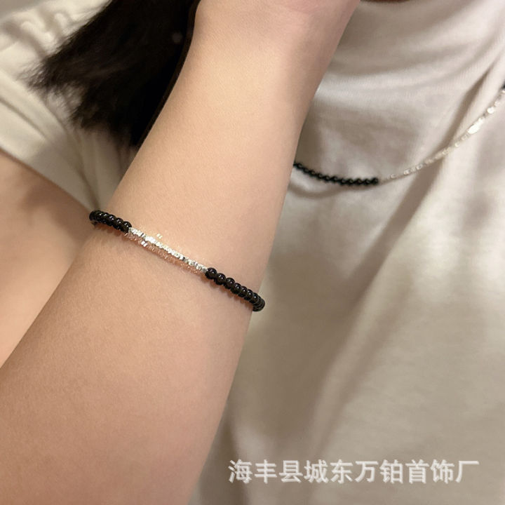 Simple%20and%20versatile,%20S925%20sterling%20silver%20crushed%20silver,%20black%20onyx%20beaded%20necklace,%20unique%20personality,%20niche%20design,%20clavicle%20chain%20-%20Image%203