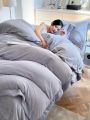 Mink Velvet Luxurious Minimal King Size ( 245*245cm ) 4 Piece Bedding Set. 