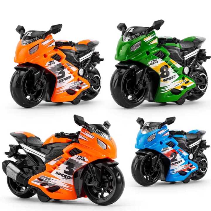 Pull Back Toy Motorcycle - Powered Toy Motorbike | Mini Powered Toy Motorbike with Sound and Light for Kids and Adults
