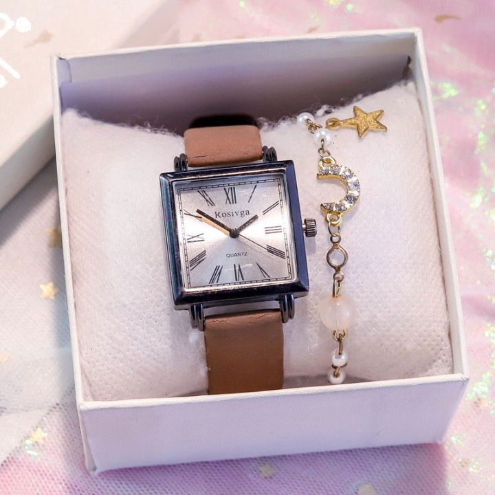 【Best Sellers】Brand Square Belt Watch Women, Elegant Dial for Middle and High School Students, Casual Waterproof Personality Fashion [Top-notch quality]