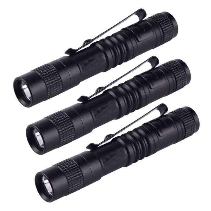 ARELENE 3X Flashlight Pen Torch Super Small Mini AAA XPE-R3 LED Lamp Belt Clip Light with