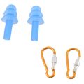 Kqueebee 1 Pair Swimming Dive Flexible Silicone Ear Plugs Earplug Blue & 2 Pcs Aluminum Travel Adjusting Screw Carabiner Clip. 