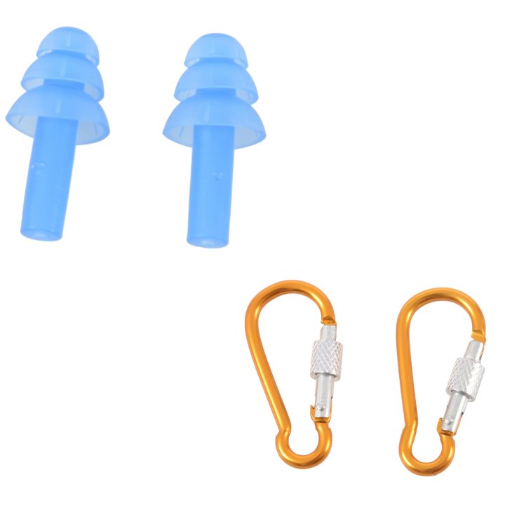 Kqueebee%201%20Pair%20Swimming%20Dive%20Flexible%20Silicone%20Ear%20Plugs%20Earplug%20Blue%20&%202%20Pcs%20Aluminum%20Travel%20Adjusting%20Screw%20Carabiner%20Clip%20-%20Image%204