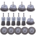 15 Pack Wheel Brush, Cup Brush, Pen Brush Set Gray Steel for Rust Removal, Corrosion and Scrub Surfaces. 