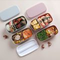 Microwavable 2 Layer Lunch Box with Compartments Leakproof Bento Box Insulated Food Container Lunch Box Gray. 