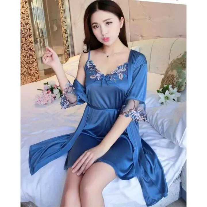 Satin%20Smooth%20Comfortable%20Night%20Dress%20Set%20Of%202%20For%20Women%20-%20Image%207