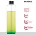 Borosil Crysto Slim 1Litre Glass Water Bottle Borosilicate Material Extreme Temperature Resistant Black Lid Stylish & Transparent. 