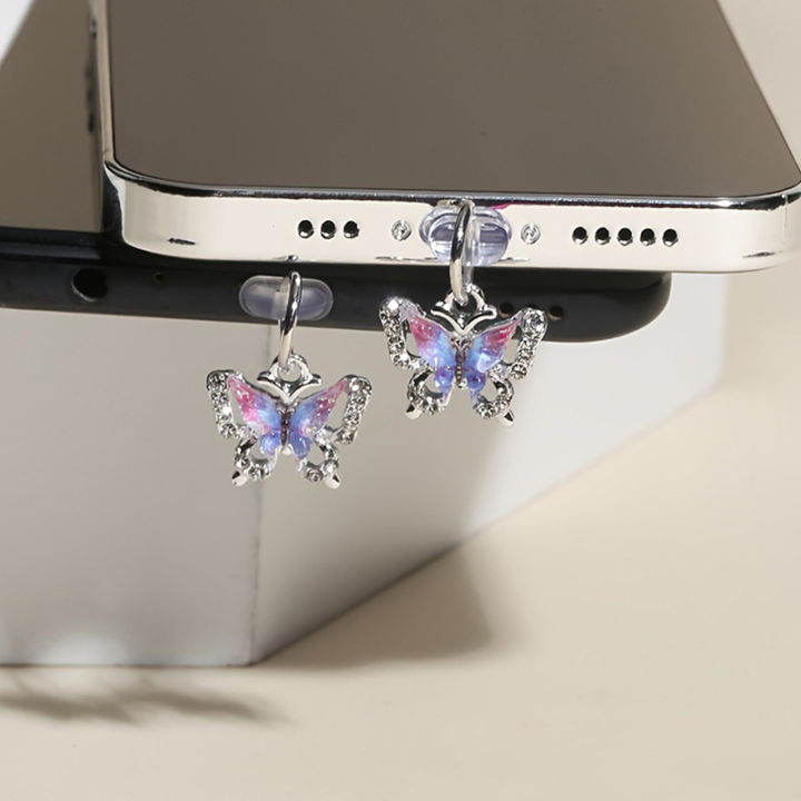 Butterfly Phone Dust Plug Hanging Ornament Mobile Pendant Decoration For Phone Layor