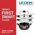 UNITED UCOOK 3 in 1 Smart 3 Litres Hard Anodised Induction Based With Outer Lid Cooker ( Cooker + Strainer + Server ). 