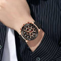 SKMEI 9275 Men's Business Chronograph Date Display Silicon Strap Quartz Watch - RoseGold/Black. 