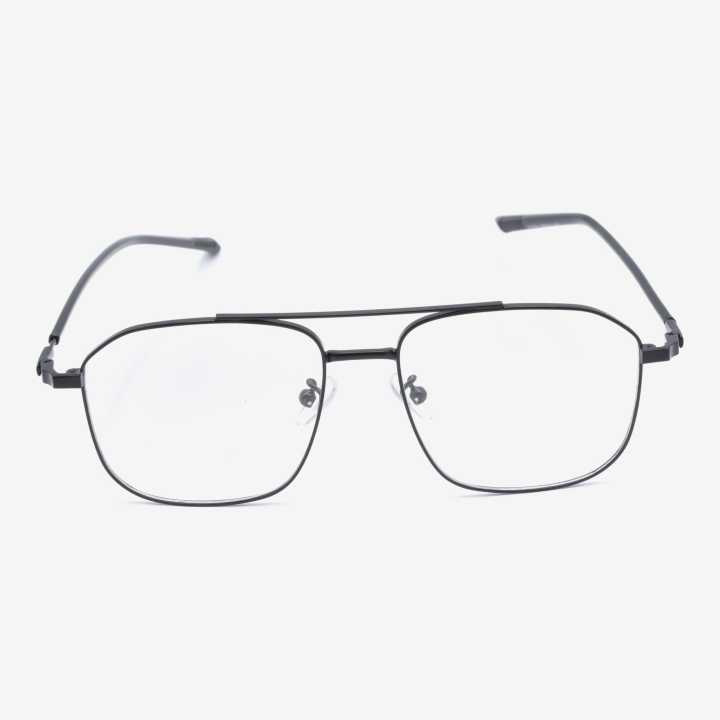 Square Double Bar Shape MetalFrame Normal  Glasses For Unisex
