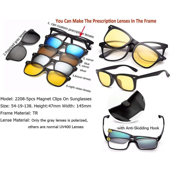 Magic%206%20In%201%20Clip%20Magnetic%20Sunglasses%20For%20Unisex%20%7C%20UV%20Protection%20Wayfarer%20Design%206%20In%201%20Magnetic%20Unisex%20Sunglasses%20-%20Image%203