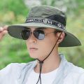 Breathable Adjustable Fishing Mesh Outdoor Climbing Cotton Bucket Hat Large Brim Cap Man Sun Hat. 