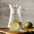 Glass Pitcher With Plastic Lid, Drinking Beverage Jug, Glass Water Jug. 