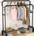 Coat hanger Rack hall Shelves With Heavy Duty Full Body Iron steel Hooks/ Double/ Single  Pole Clothe Hanger Stand With Shoe Rack. 