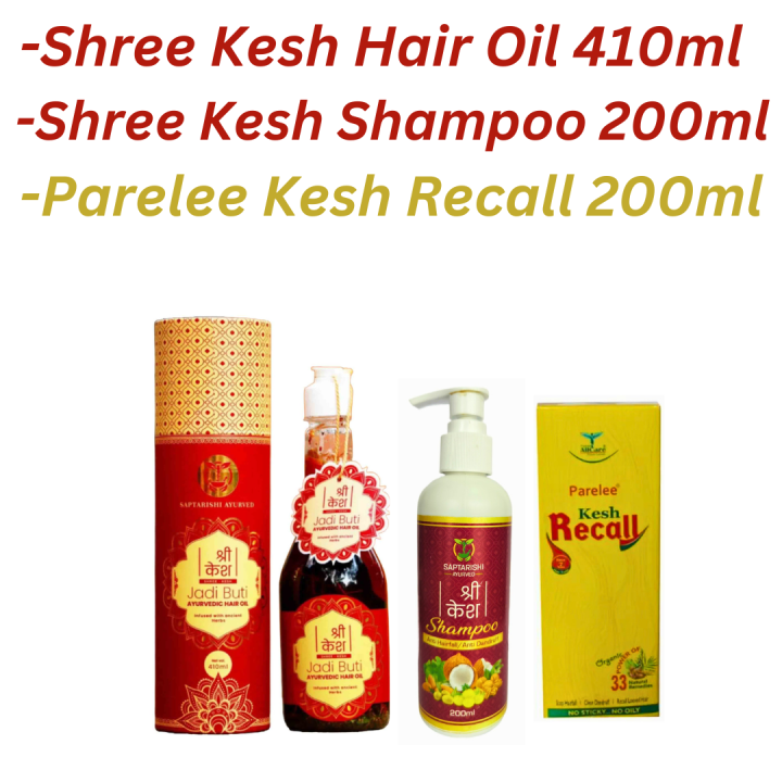 Shree Kesh Hair Oil 410ml + Shree Kesh Shampoo 200ml +Parelee Kesh ...