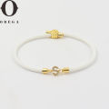2025 New Bracelet Fashion Brass Options Black Pincl Bracelet Obega Old Color Initials CZ White Rope Cap Girl Fashion. 
