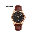 SKMEI 9261 Business Roman Numeral Classic Date Display Leather Strap Watch For Men. 