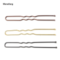 Wenefang 50 Pcs/Bag 5cm U Shaped Alloy Hairpins Waved Hair Clips Simple Original Metal Bobby Pins Barrettes Bridal Hairstyle Tool Hair Pins. 