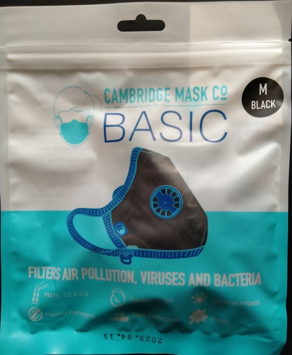Cambridge Basic (Black) FLU GUARD  VIRAL SAFE N95 pollution Face Mask for PM 2.5, Viruses and Bacteria-Medium Size