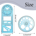 Multifunctional Geometric Ruler, Geometric Drawing Template Draft Rulers for School Office with Pencil. 