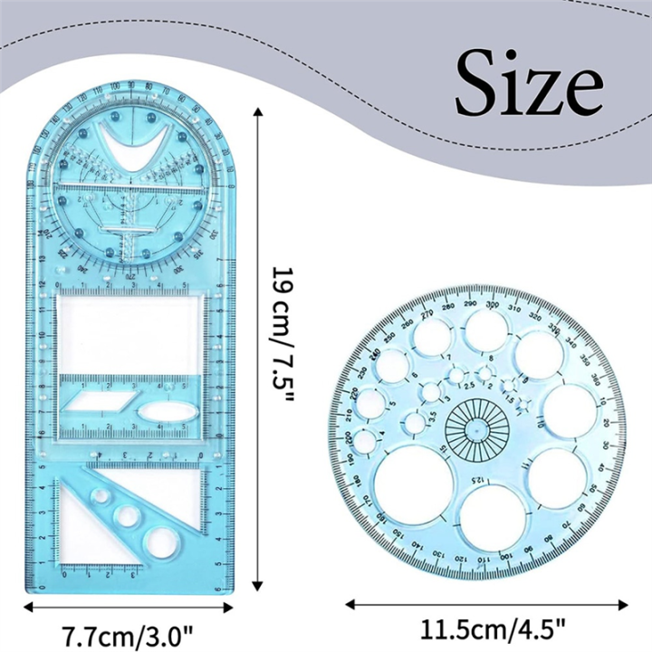 Multifunctional%20Geometric%20Ruler,%20Geometric%20Drawing%20Template%20Draft%20Rulers%20for%20School%20Office%20with%20Pencil%20-%20Image%202