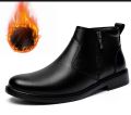 Zip Black Leather Classic Ankle Boots For Men. 