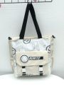 Kemitu Black Tote Bag With Newspaper Print And Buckle Closure -Trendy Shoulder Bag For Daily Use. 