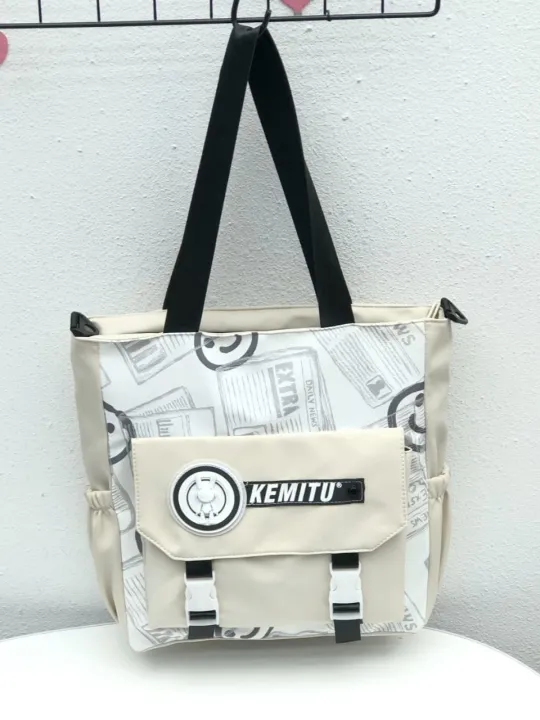 Kemitu%20Black%20Tote%20Bag%20With%20Newspaper%20Print%20And%20Buckle%20Closure%20-Trendy%20Shoulder%20Bag%20For%20Daily%20Use%20-%20Image%203