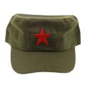 New China Chairmen Mao Red Star Pattern Flat Top Cotton Fabric Army Cap Hat. 